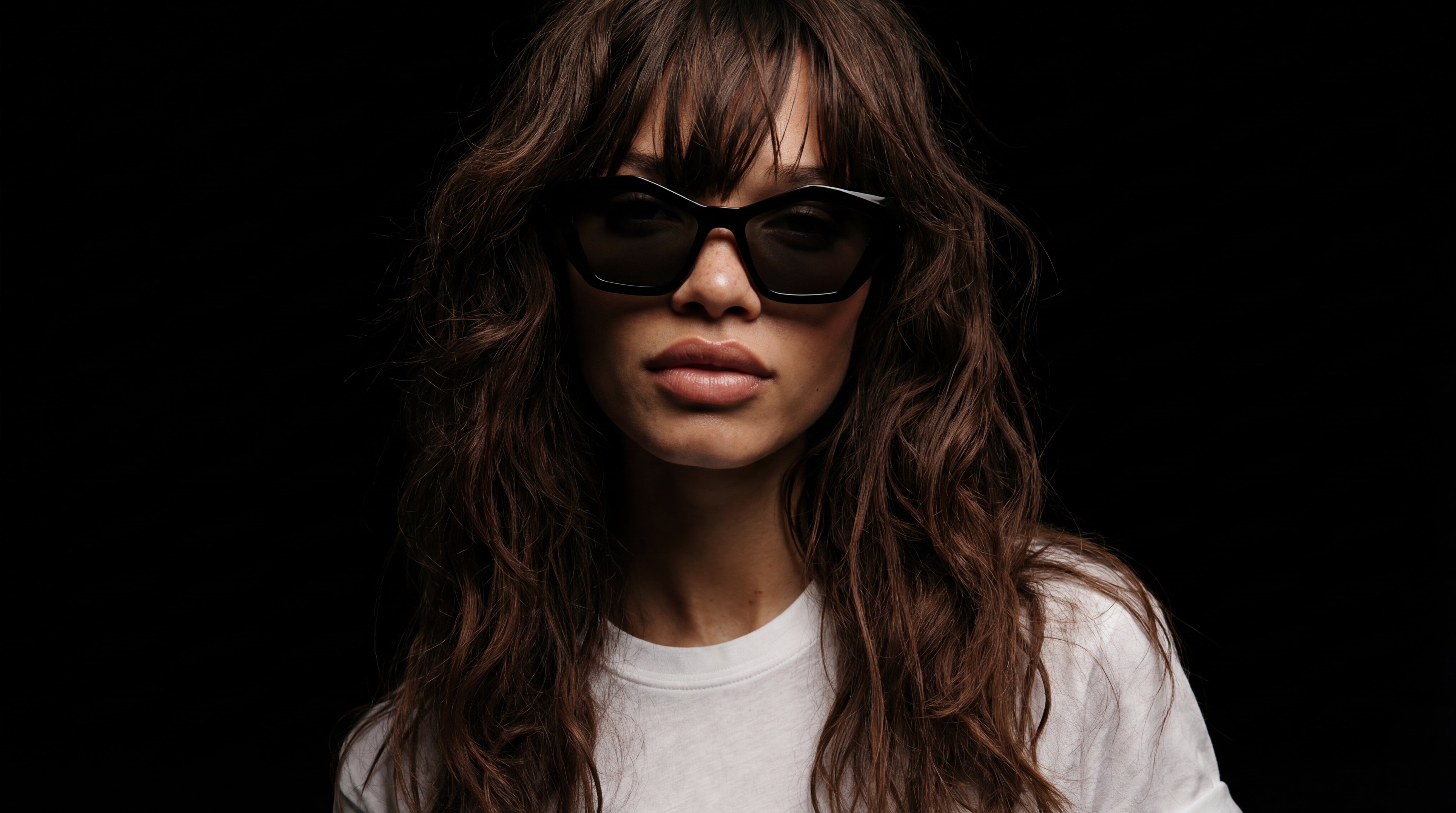 Eyewear campaign portrait on black background
