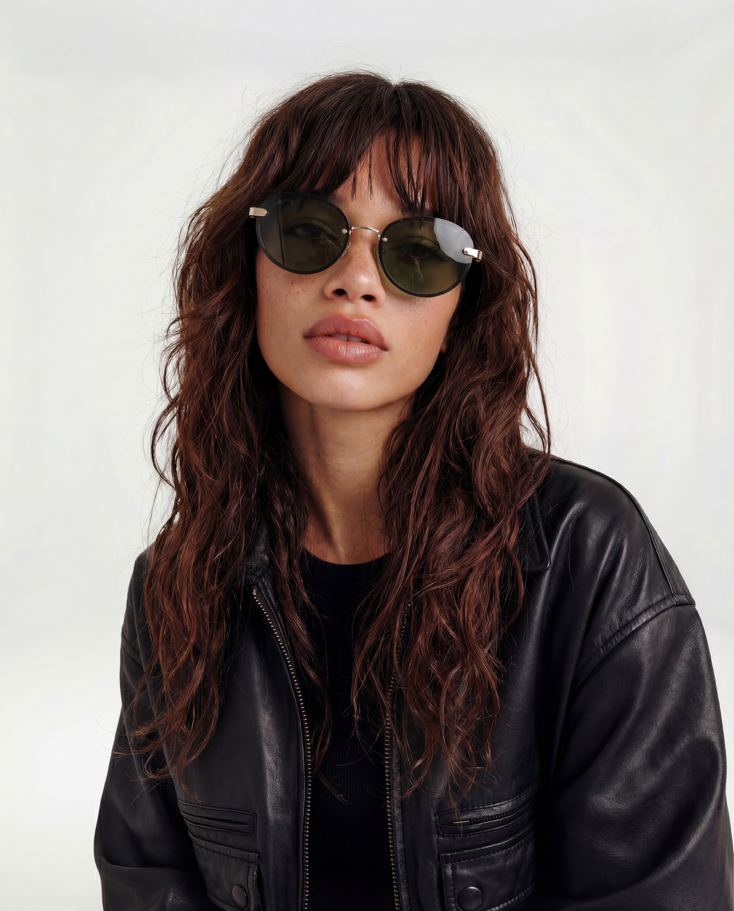 Leather jacket portrait with sunglasses