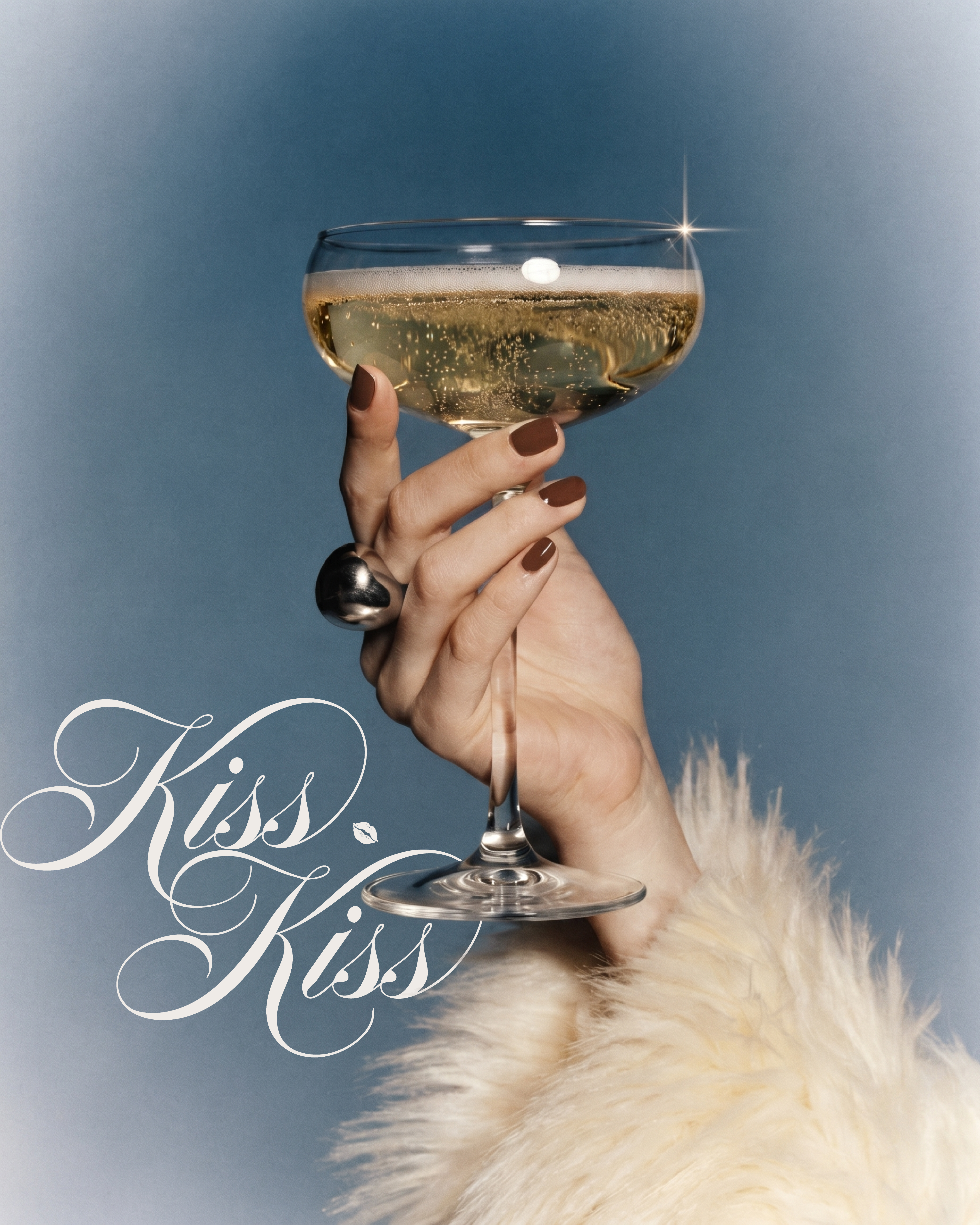 Kiss Kiss champagne poster